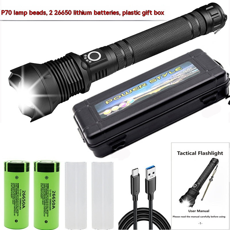 Telescopic zoom aluminum XHP70 flashlight SOS emergency