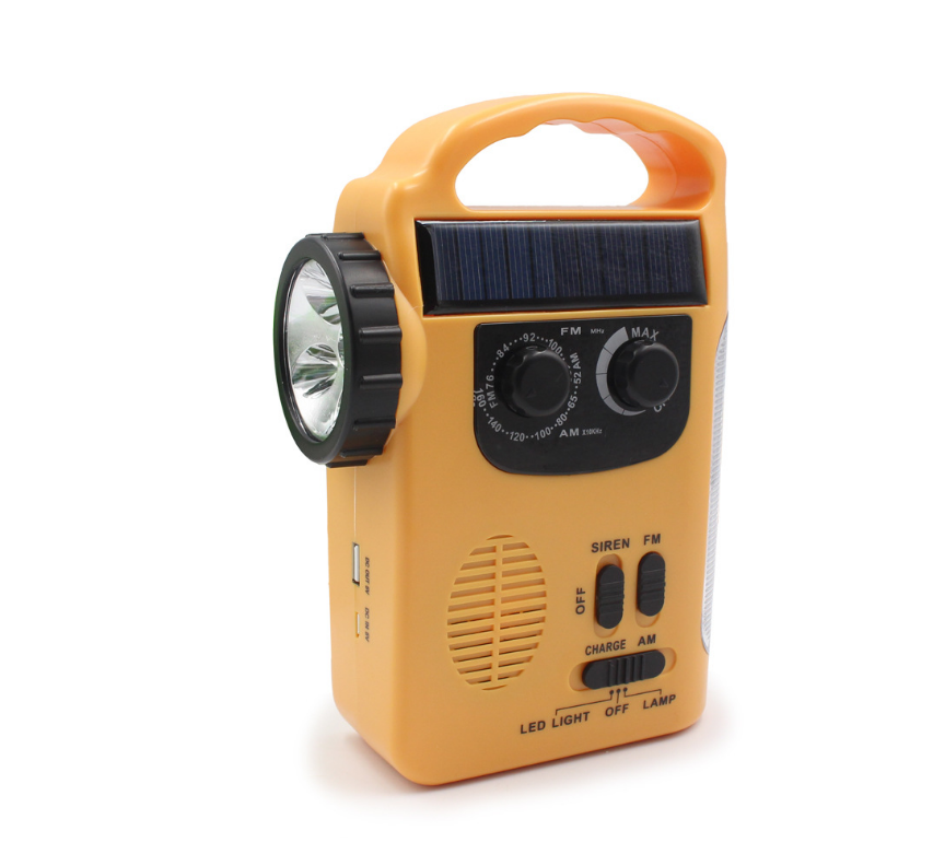 Radio AM FM Emergency Hand-cranked Light with Solar Charge and alarm off grid radio