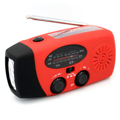 Handheld solar panel emergency radio