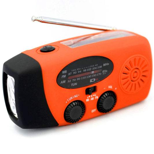 Handheld solar panel emergency radio