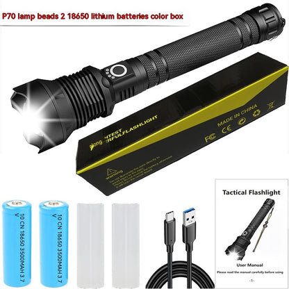 Telescopic zoom aluminum XHP70 flashlight SOS emergency