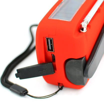 Handheld solar panel emergency radio