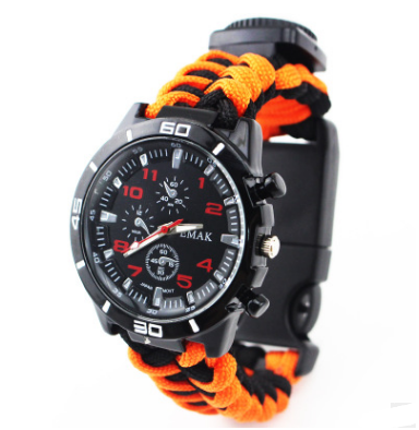 Emergency SOS watch with compass fire starter wistle