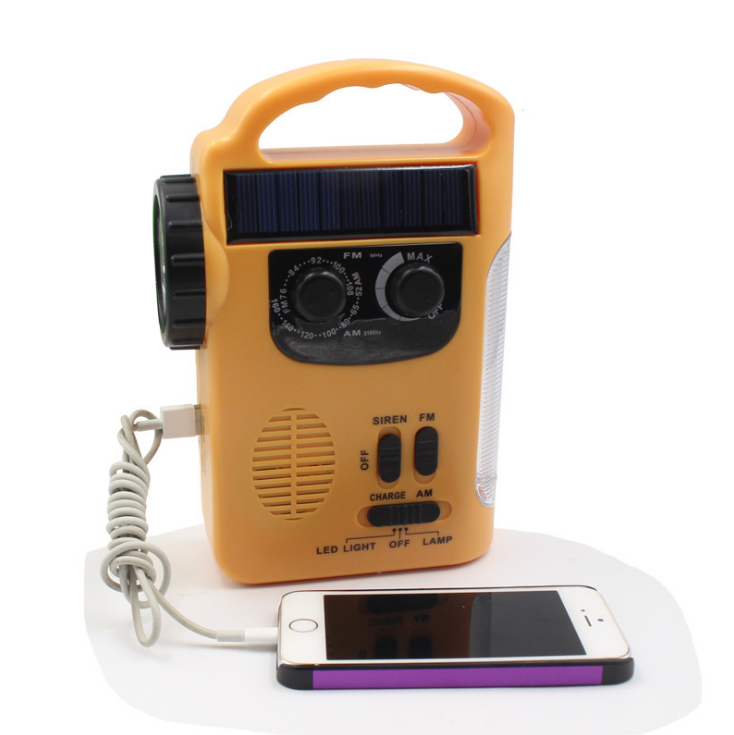 Radio AM FM Emergency Hand-cranked Light with Solar Charge and alarm off grid radio