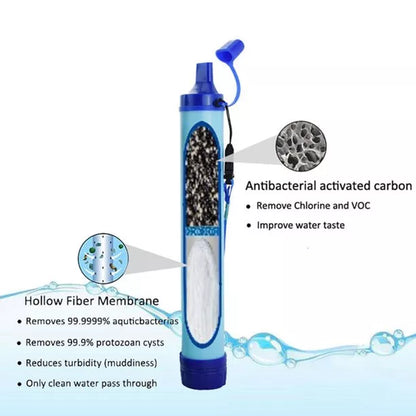 Emergency water filter outdoor survival straw