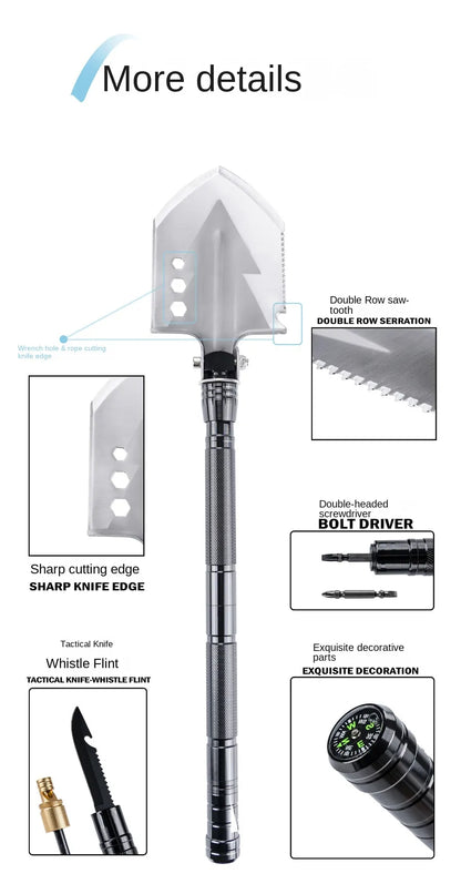 Multifunctional Shovel with Axe, Compass, and More