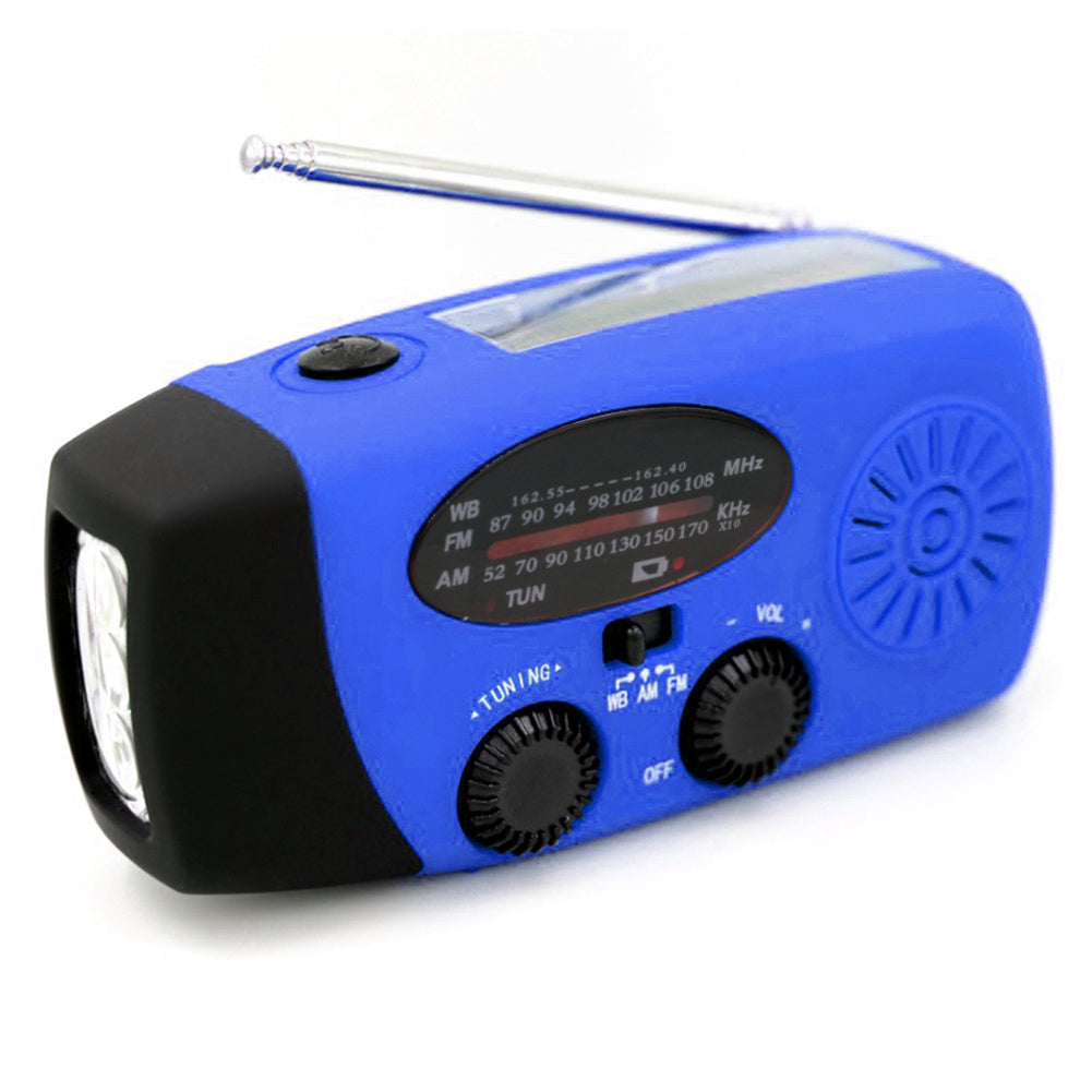 Handheld solar panel emergency radio