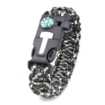 Survival bracelet emergency outdoor with a whistle compass firestarter paracord