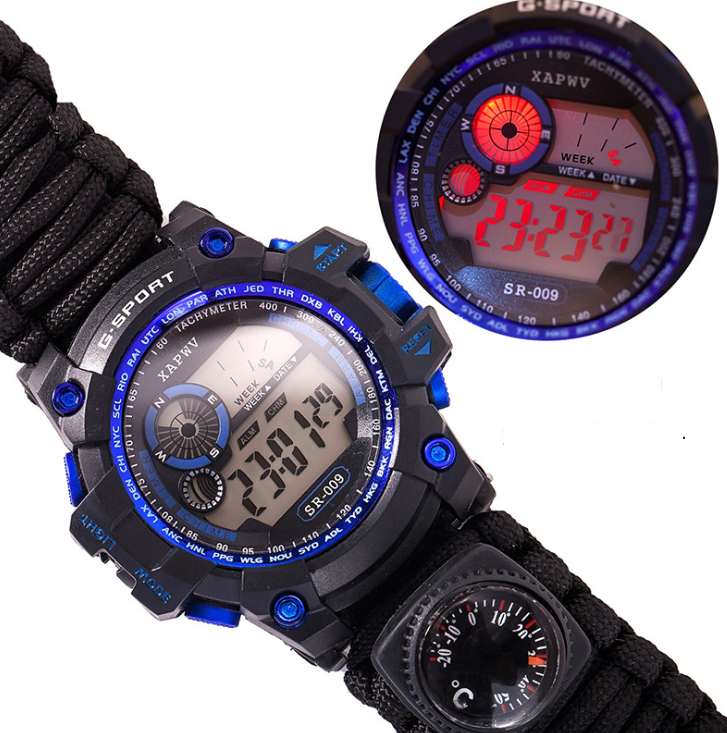 Multi-Function Watch with firestarter compass night vision